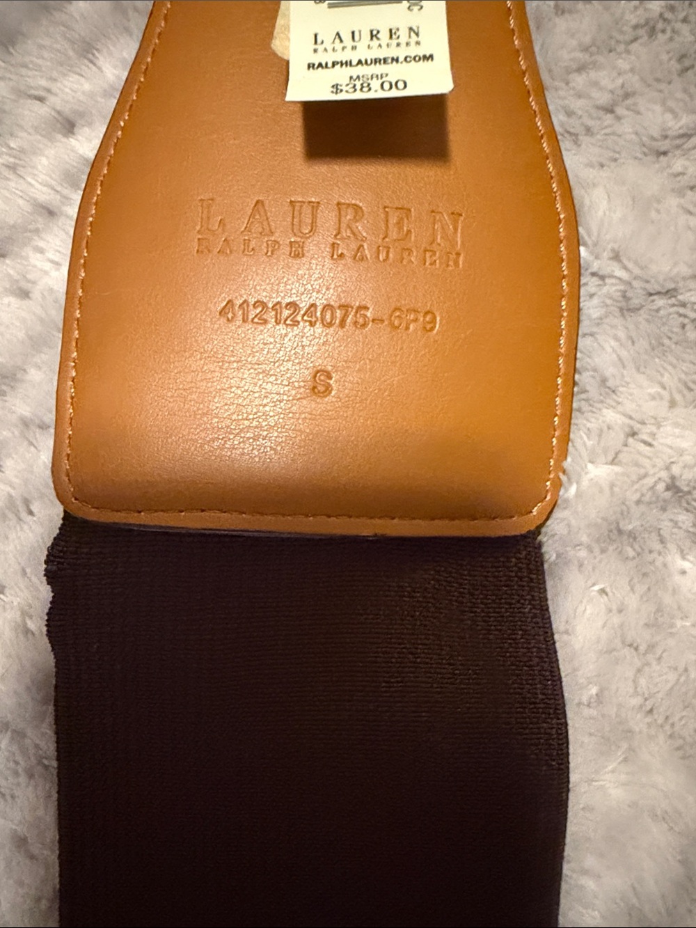 Lauren Ralph Lauren Dark Brown Croc-Embossed Elastic Waist Belt - Picture 3 of 5